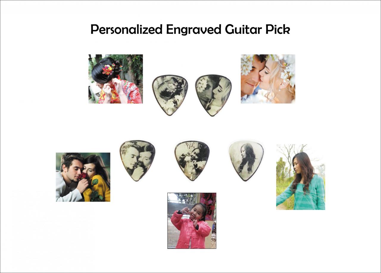 Personalized Engraved Metal Guitar Pick (1pc, Double-sided, Any Photo, Logo Or Text)